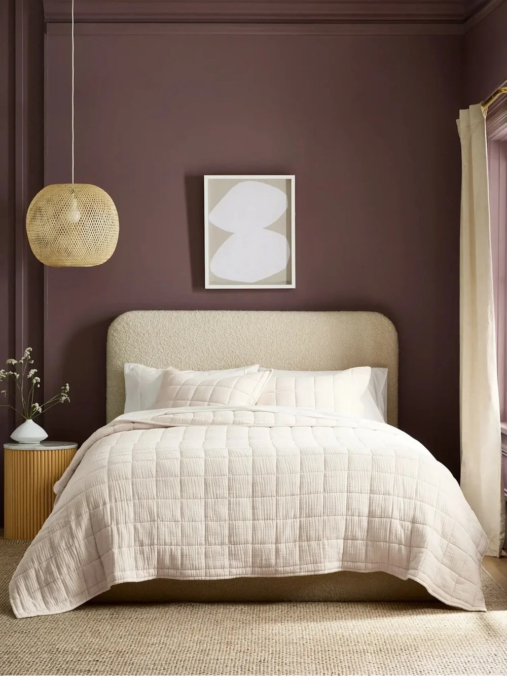 QUINCE Organic Cotton Gauze Box Quilt Set Full/Queen Ivory 9784